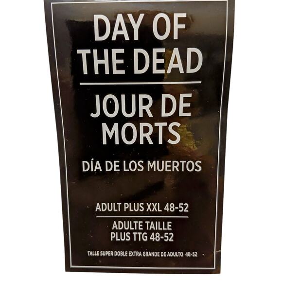 Halloween Day of the Dead Costume Adult Plus Sz XXL 48-52 BLACK Jacket 3 PIECES - Picture 6 of 13